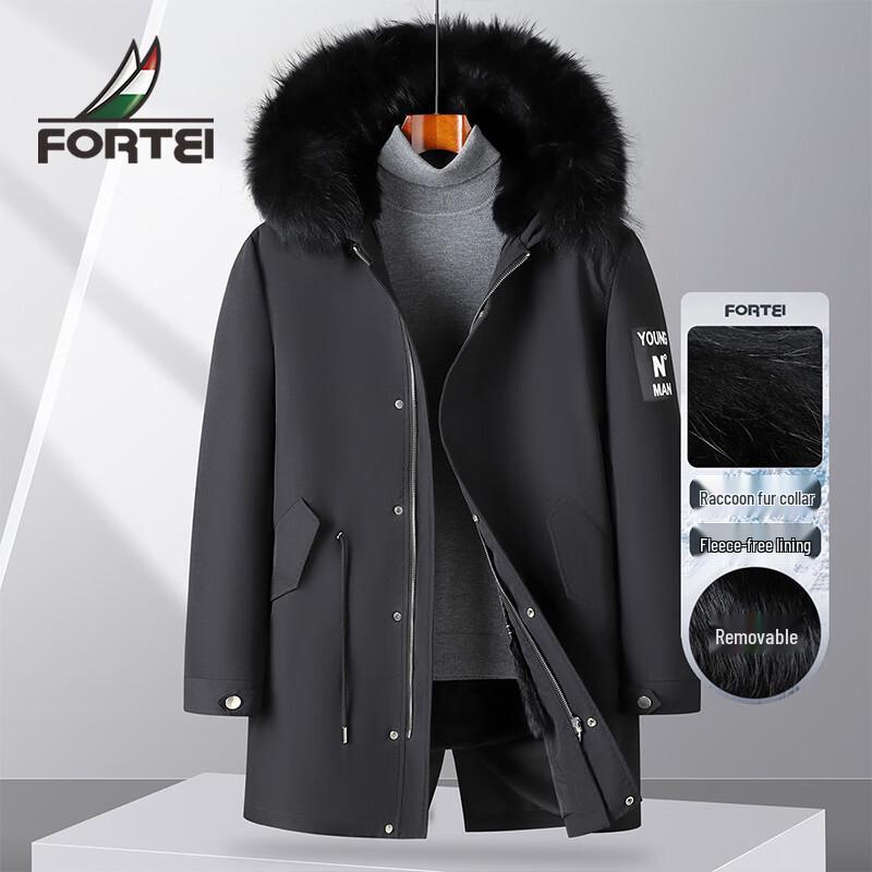 

Men s Winter Rabbit Fur Lined Parka with Raccoon Fur Collar L