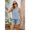 Women's New Spring and Summer Round Neck Hollow Pleated Vest Sleeveless Top T-shirt