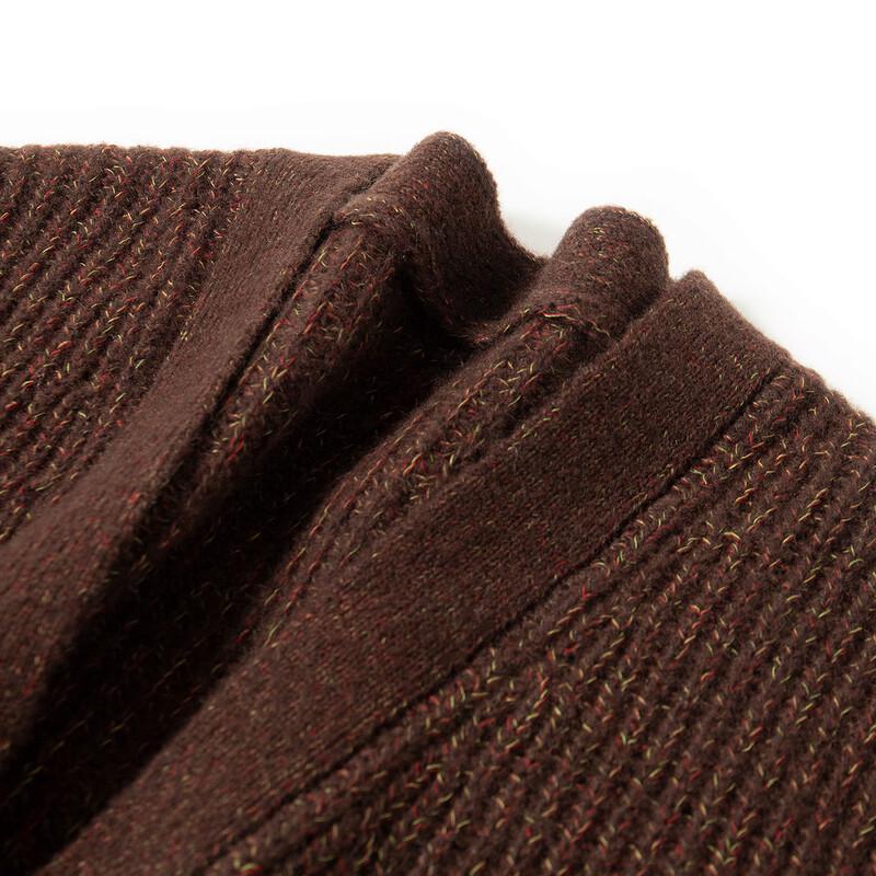 TUHUANG Women's 2025 A/W Pure Wool Thickened Ribbed V-Neck Cardigan Sweater