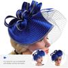 Women’s Fascinator Tea Party Hat Blue Sinamay Headband Cocktail Wedding Veil Elegant Special Occasion Accessory