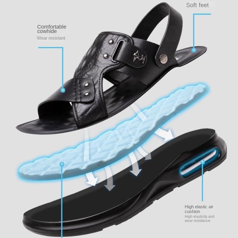 Módní pánské kožené sandály Pánské letní nové sandály Pantofle Dospělé platformové plážové boty Protiskluzové s otevřenou špičkou Odpružené kožené sandály