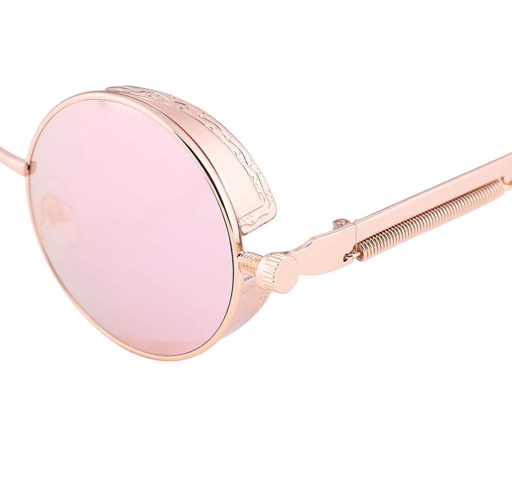 FEISEDY Retro Steampunk Style Punk Metal Round Sunglasses for Men and B1857 Sunglasses, Women, Unisex,