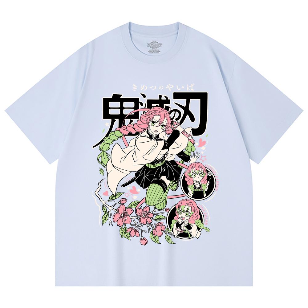 230 Gsm 100% Cotton Demon Slayer V6 Mitsuri Print Unisex Heavy Cotton T Shirt