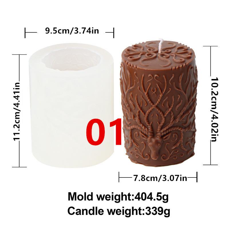 3D Columnar Xmas Deer Horn Candle Silicone  Mold DIY Creative Animal Elk Antler Pillar Resin Epoxy Craft Make Plaster Resin Mold