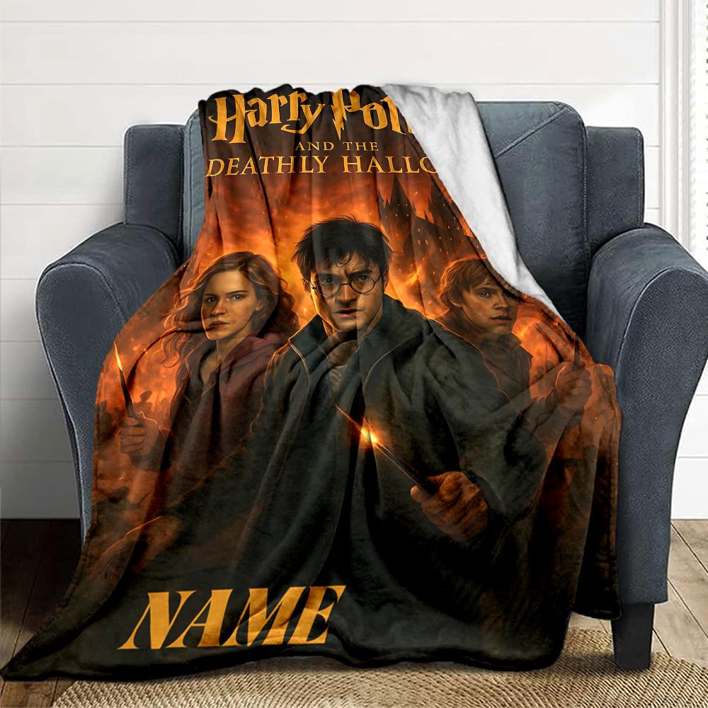 Custom Name Cartoon Character Collection blanket for Couch & Bed, Plush Cozy Fuzzy Blanket Super Soft & Warm Blankets for Fall and Winter. 090862