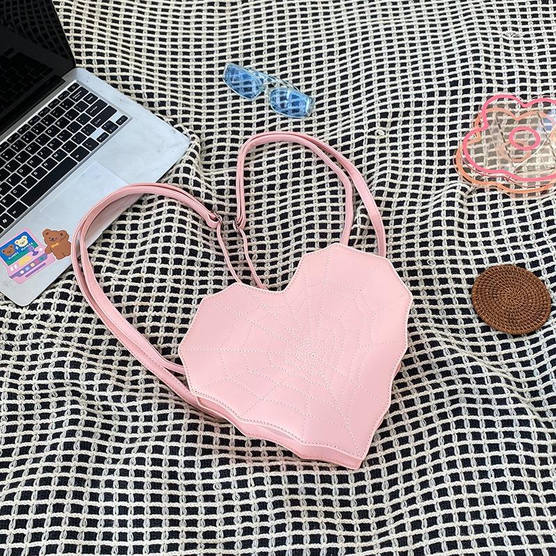 Street Wind Love Embroidery Thread Messenger Bag Personalized Spider Web Women's Bag Multi-functional Double Shoulder Messenger Bag