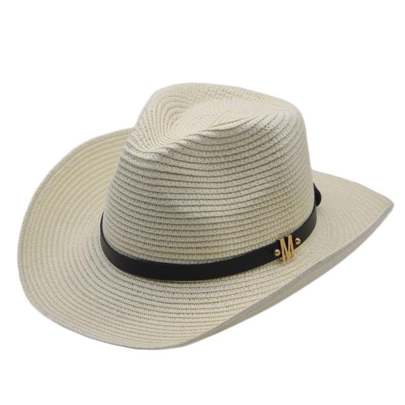 Cowboy Straw Hat With Wide Brim For Summer Outdoor Sunshade And Casual Wear
