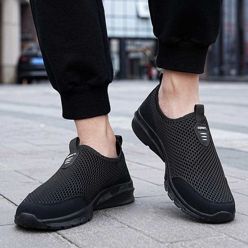 Fashion Brown Summer Mesh Men Walking Shoes Lightweight Sneakers Breathable Slip On Casual Sports Comfortable Flats Plus 48 Casual
