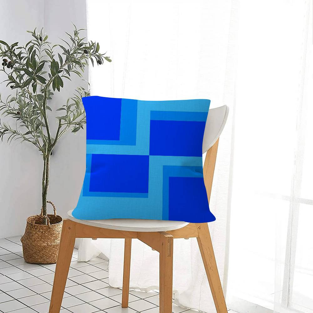 Beauty Blue Geometric Cushion Cover Inches Farmhouse Decor Home Throw Pillow Covers For Couch Decorations