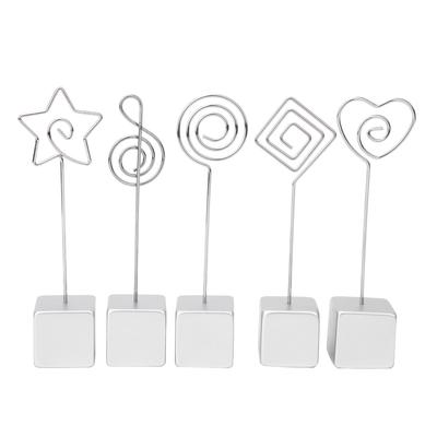 5PCS Porte-cartes mémo Pince Porte-photo Note Support Numéro de table Fournitures de papeterie de bureau Blanc