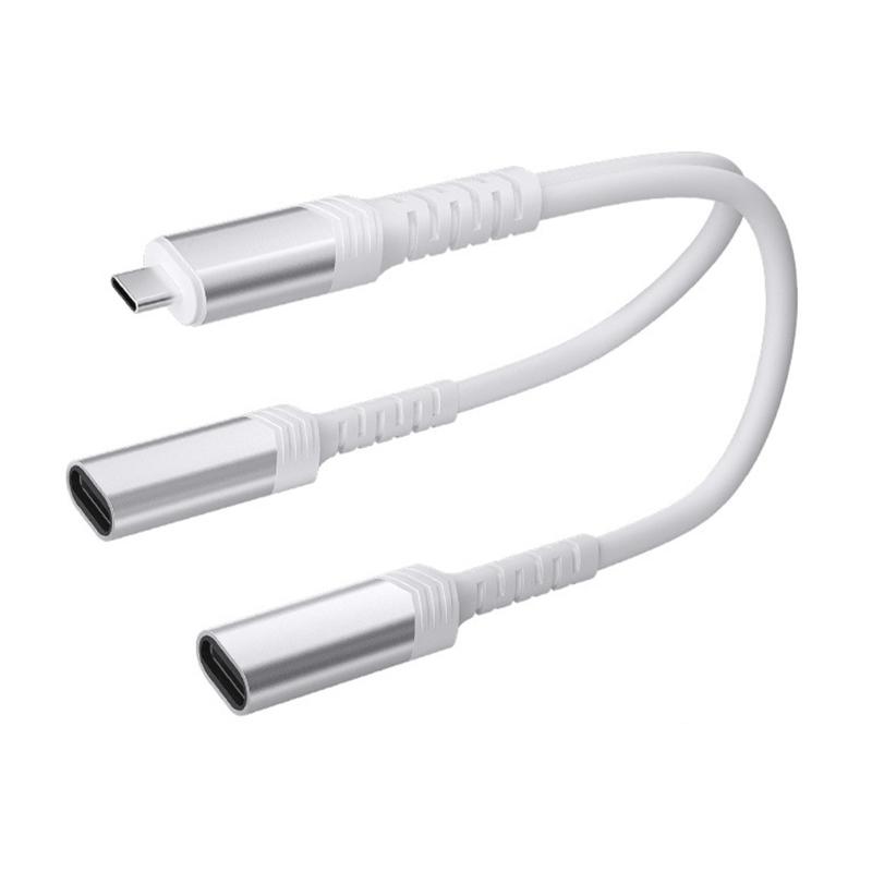 

High Efficiency Type C Female To Male Charging Cable 2 In 1 Out For Solar Panel And Monitoring Equipment 25cm/9.84in белый