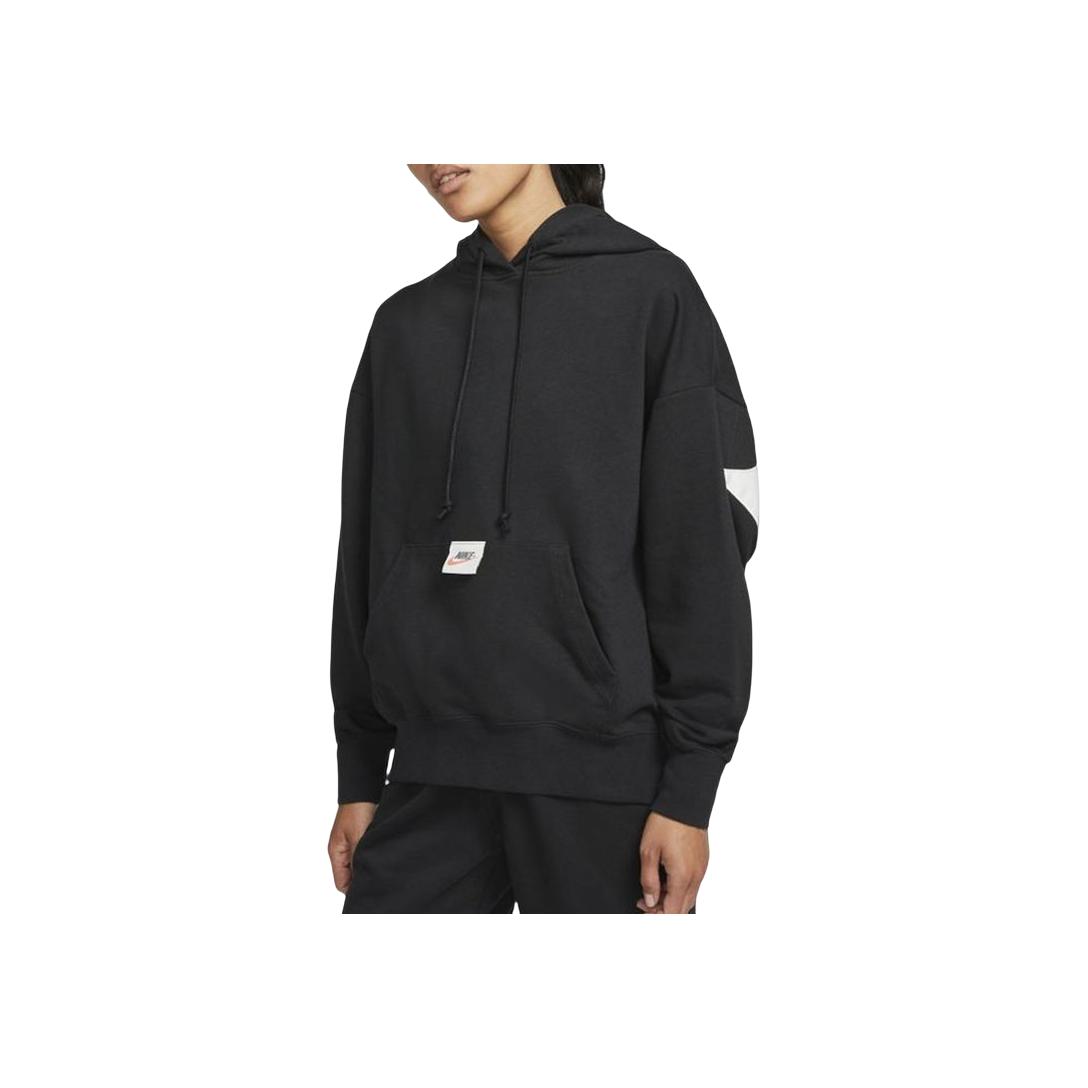Nike Kangaroo Pocket Drawstring Knit Pullover Hoodie Women hoodies Black DQ6225-010 S