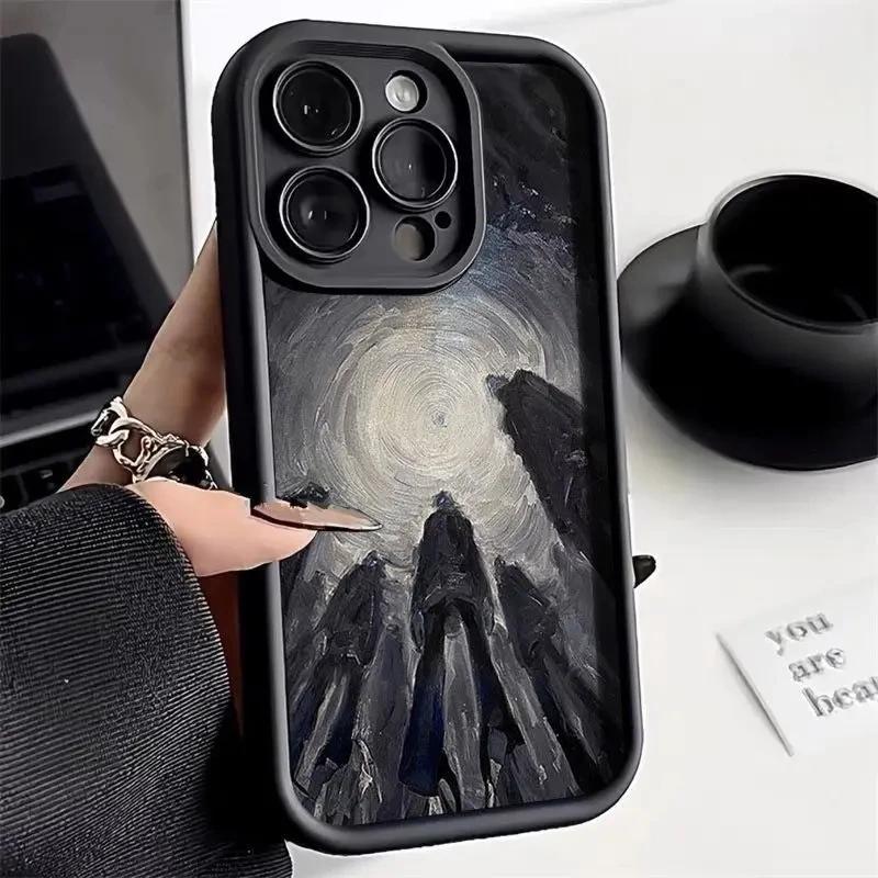 Matte Phone Case For iPhone 13 14 15 Pro Max 11 12 Pro X XS Max XR 7 8 Plus SE2 Art Painting Shockproof Silicone Soft Cover