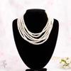 JMXD Layered Glass Pearl Necklace Multi Strand Choker Chain Chic Style Collarbone Jewelry Elegant Fashion Gift for Women
