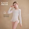 Little Naive Children's Ruffle Long Sleeve One-Piece Swimsuit