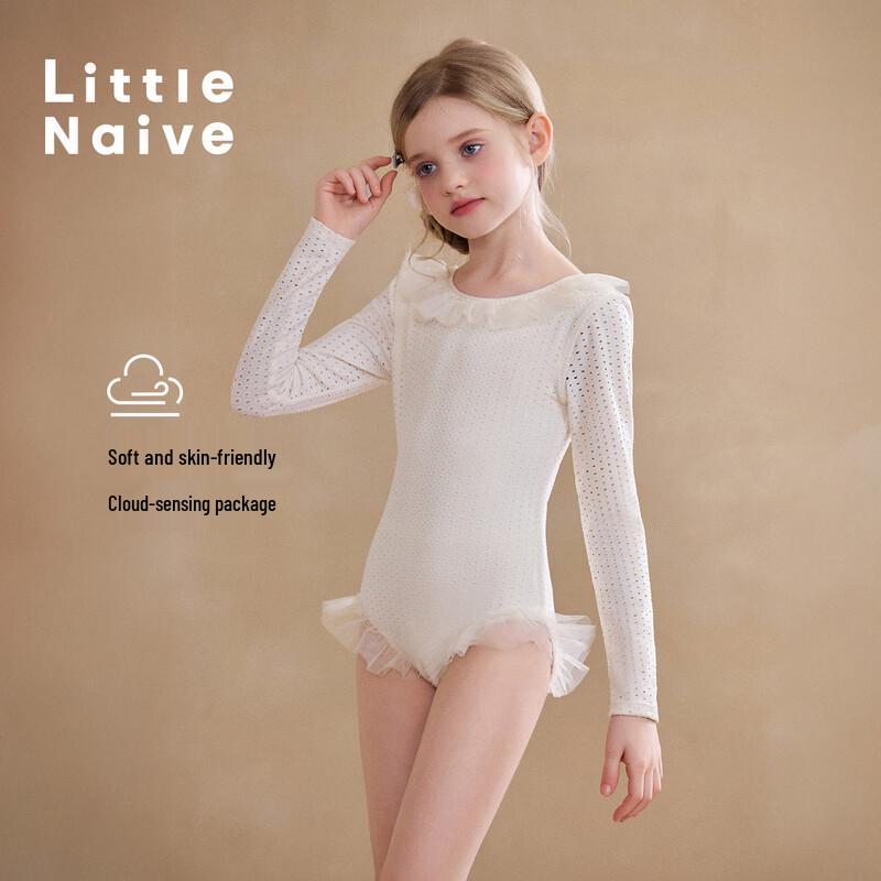 Little Naive Children's Ruffle Long Sleeve One-Piece Swimsuit