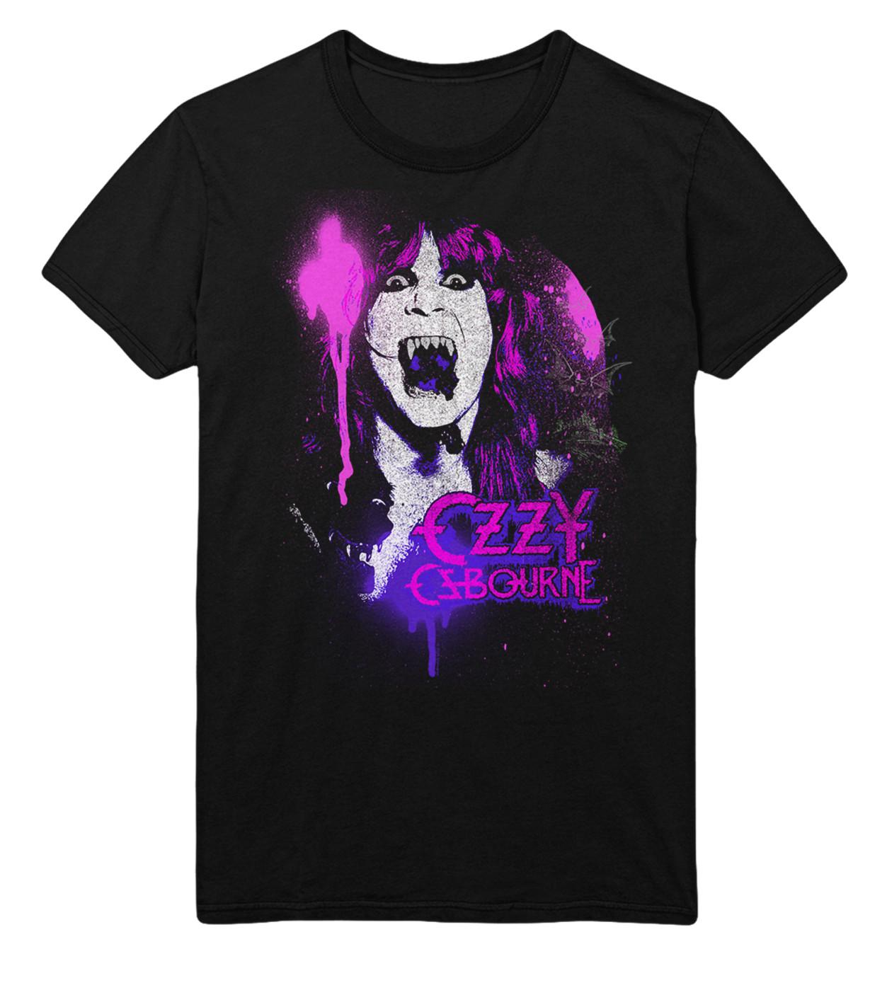 Stakes Ozzy Osbourne Purple Screaming Jumbo Print T-Shirt T-Shirt Black New XXL