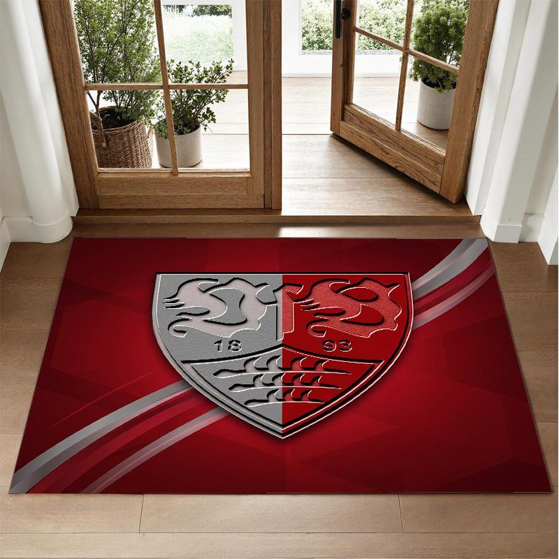 VfB Stuttgart Design Crystal Velvet Rug Soft Decorative Mat for Bedroom Entrance