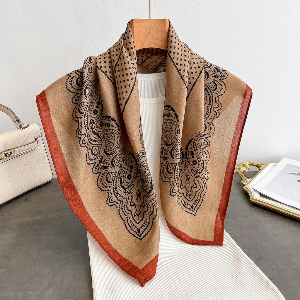 Spring and Autumn New Korean Small Square Scarf Women's 71 Cotton and Linen Versatile Small Scarf Neck Shirt Decorative Silk Scarf