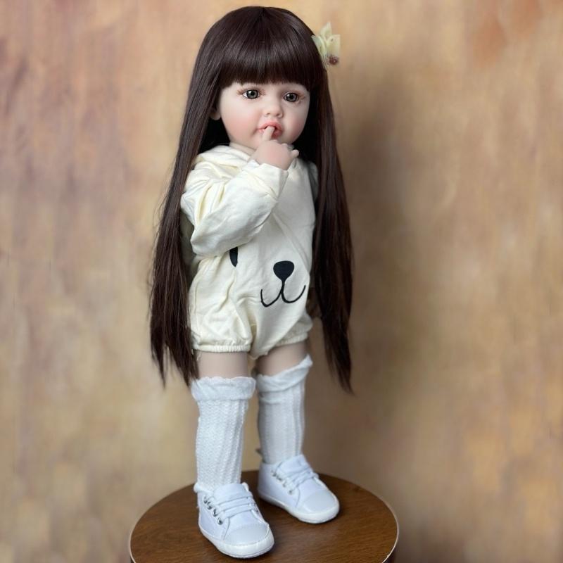 55 CM Naturtro full vinylkropp Gjenfødt Babyjentedukke Betty Straight Leg Levende Nyfødt Bebe Dukke Nydelig lekekamerat leketøy Julebursdagsoverraskelsesgaver