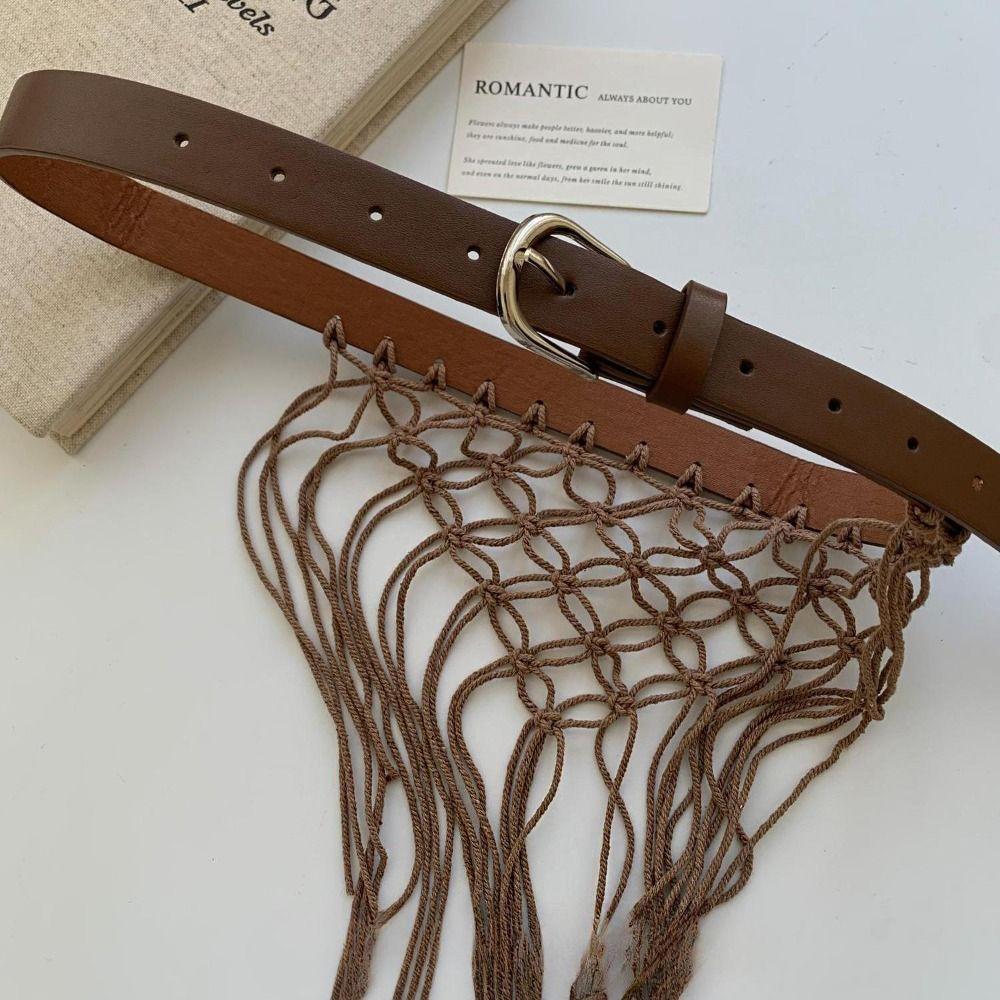 Boho Bohemian Style Belts Retro Woven Tassel Waistband Vintage Tassel Weave Belts Women