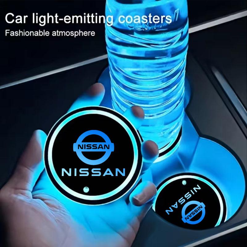 ARE4 Car Luminous Coaster LED Ambiance Light For Nissan Qashqai Sylphy Tiida Altima Teana X-Trail Leaf Juke Sentra Accessories