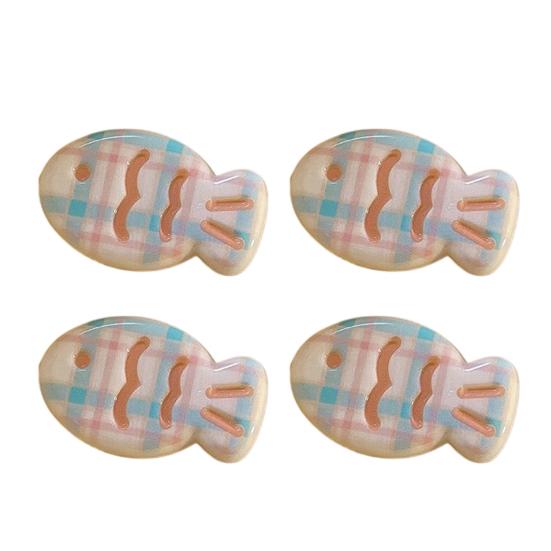 4Pcs Hairpin Cream Macaron Color Snapper Fish Shape Hair Clips Gentle Hold No
