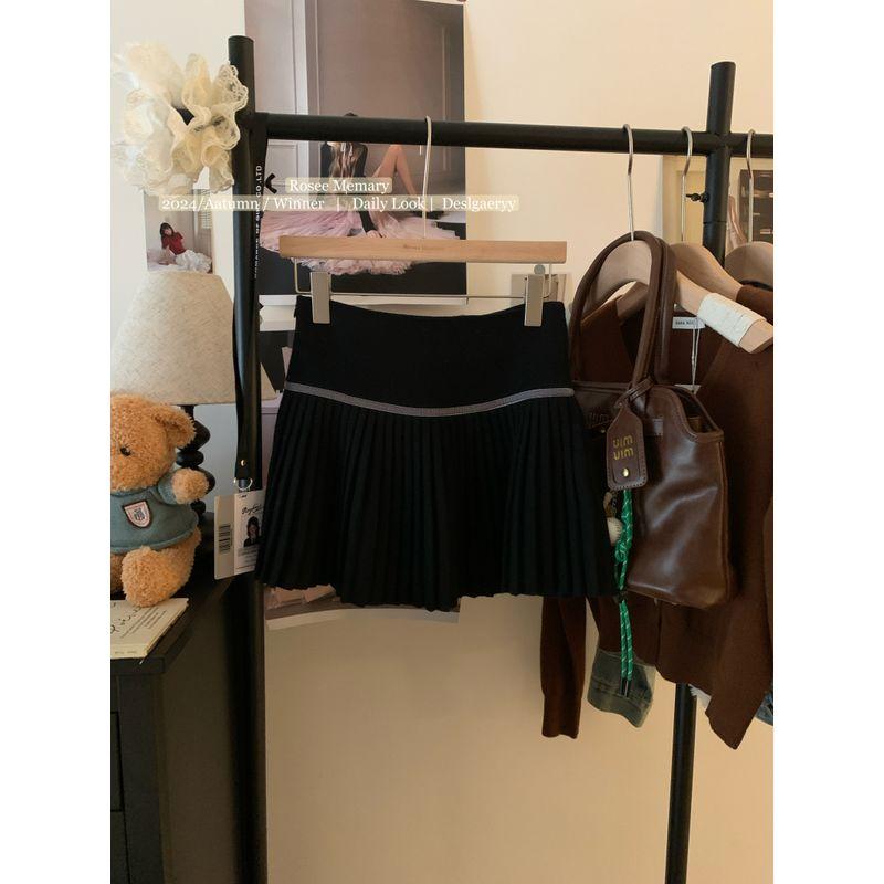 Kumikumi Preppy Plaid High Waist Skirt Women clothes Autumn Versatile Age-Reducing Slimming A- line Skirt Pleated Skirt