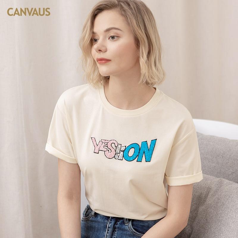 Summer New Style Embroidered Short-Sleeved T-Shirt Women Loose Round Neck Blouse Women