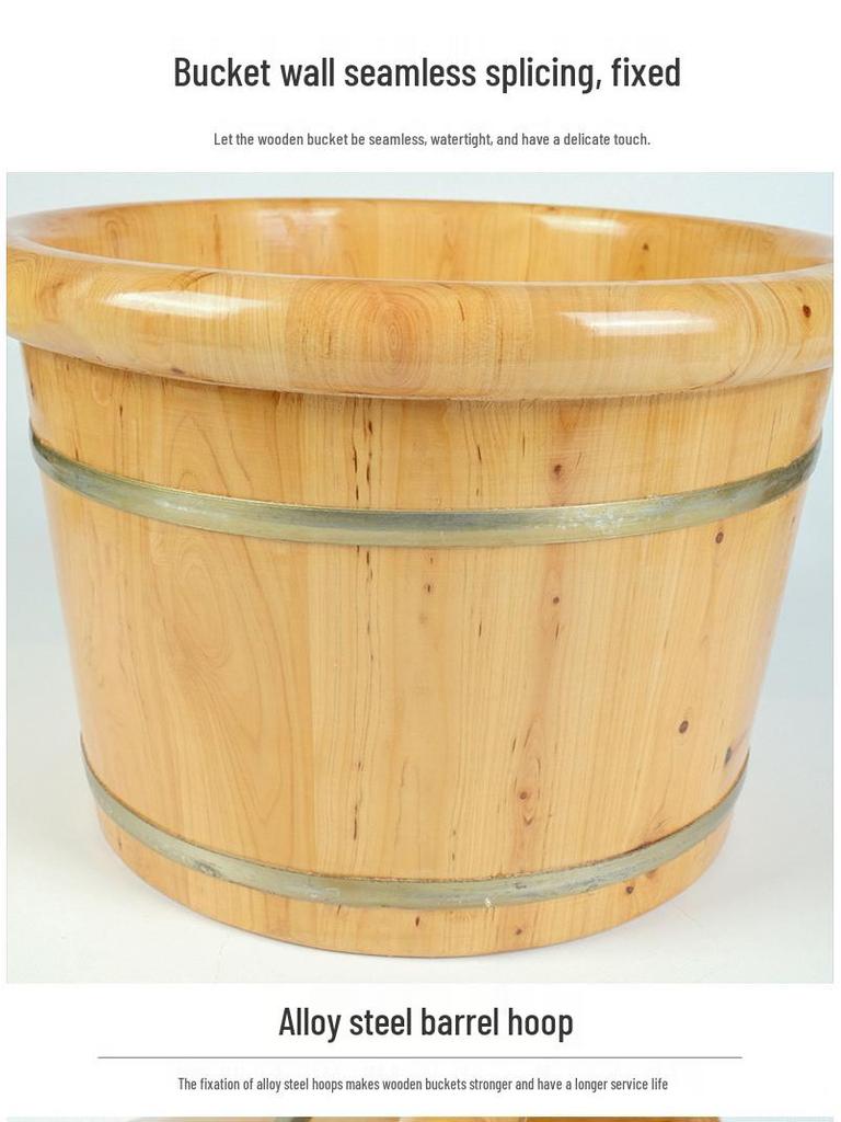 Cedar Wood Foot Bath Basin with Acupoint Massage - Household Wooden Soaking Bucket