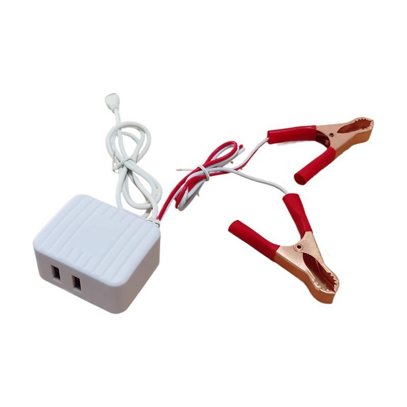 1Pcs Power Adapter With Battery Clip 12V 24V To 5V 3USB Port For Charging Cell Phone Emergency USB Power High Efficiency