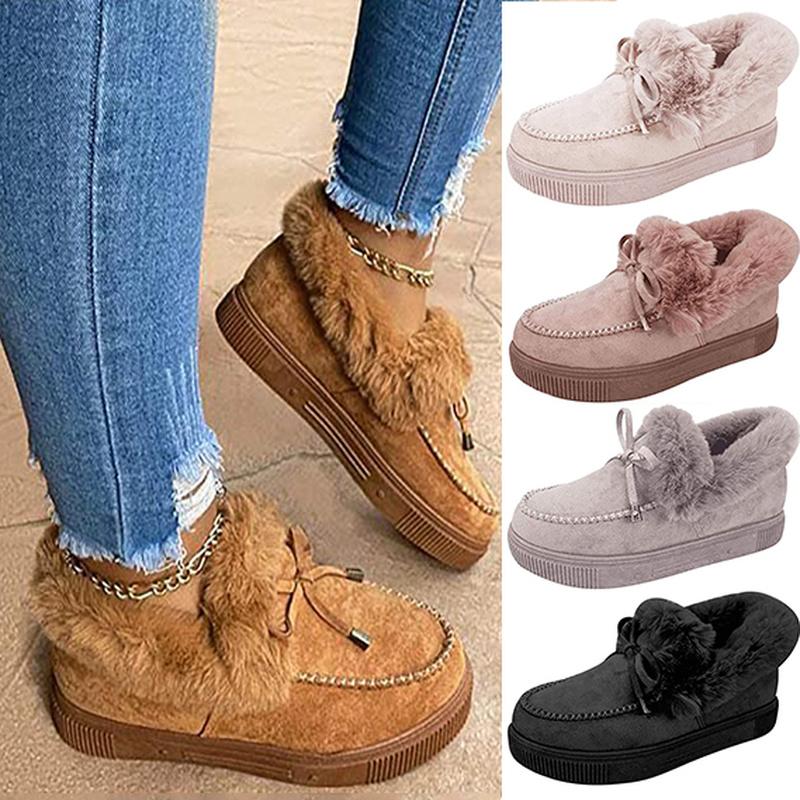 FGHJ Moda damska Płaskie buty śniegowe Ciepłe bawełniane buty