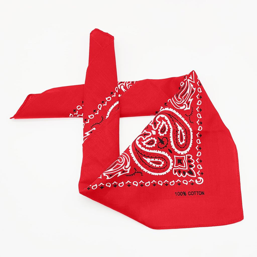 Trifong Bandana Red Paisley Men's Handkerchief 100% Cotton Adult Bandana Cashew Pattern Stylish 55cm x 55cm Red