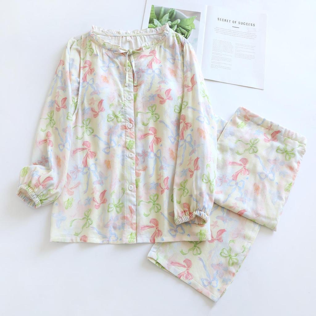 Gepolstertes Umstands- und Stillset aus Bambusfaser mit langärmeligem bedrucktem Oberteil