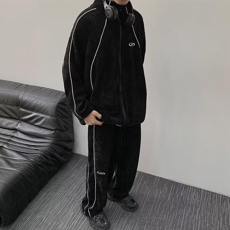 Herren Herbst/Winter Kord Braun Trainingsanzug Hoodie Jacke - Lässig, Vielseitig, Trendiger Grenzüberschreitender Amerikanischer Stil