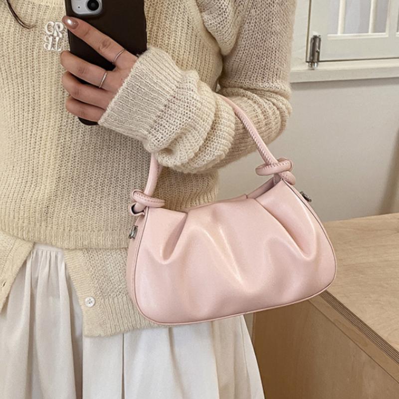 Borsa a Mano Stile Francese Nuvolata con Manico Nodo Borsa a Spalla Mini Pieghettata Chic Borsa a Tracolla Versatile Borsa Quotidiana da Pendolare per Donna