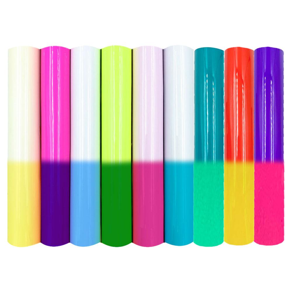 

12 x 10in 9Pcs Bundle Hot/Cold Color Changing Adhesive Craft Vinyl Sheets Film Handmade DIY Xmas Gifts Mug Home Decor For cut 12x10in(30x25cm)