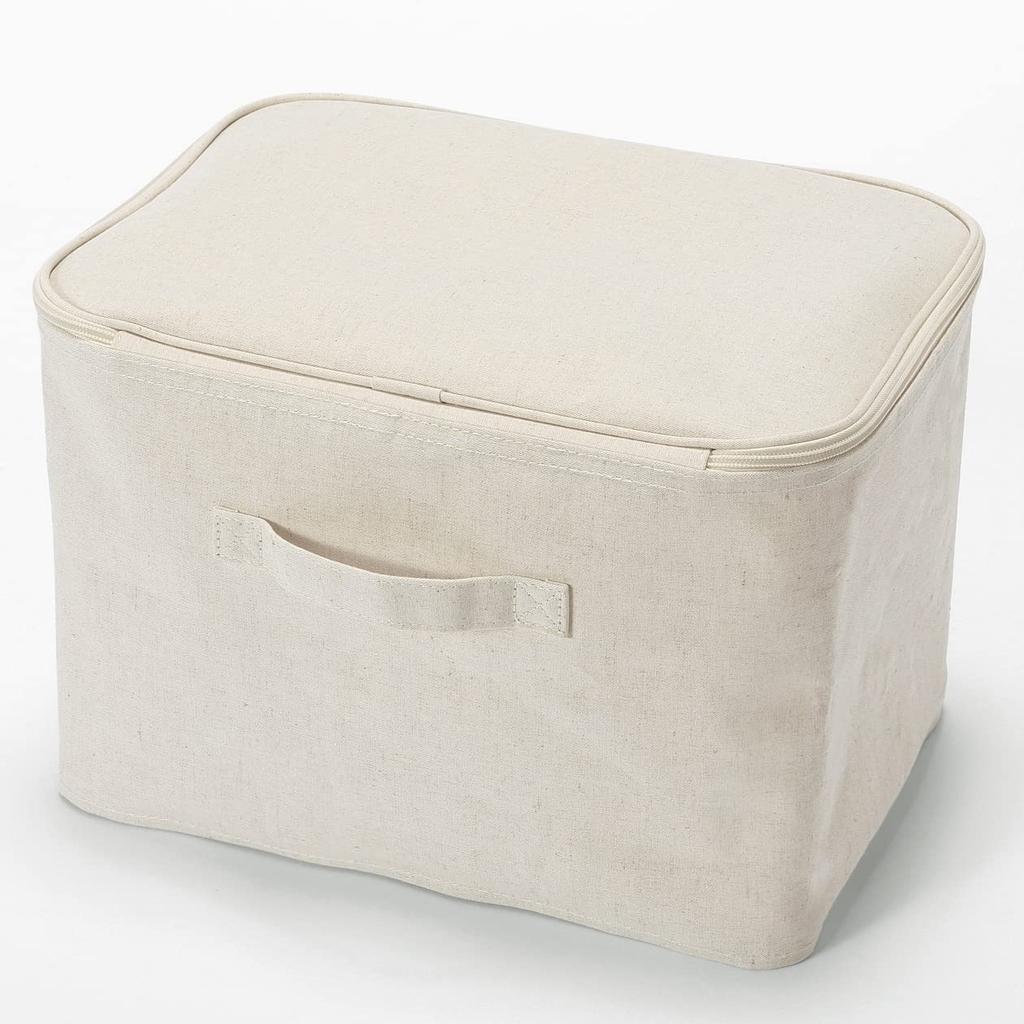 MUJI Soft 37cm x 26cm x 26cm Polyester with Item Number 12428909 Box, Medium, (W) (D) (H), Linen, Rectangular, Lid,