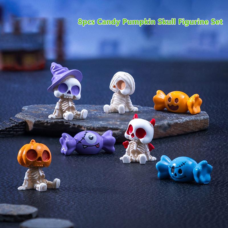 Halloween Candy Pumpkin Skull Figurines, Cute Diy Decorations And Accessories, Miniature Landscape Ornaments