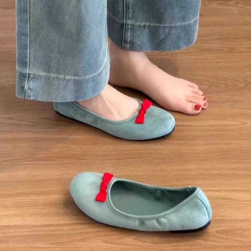 Frosted Shallow Mouth Soft Sole Ballet Mary Jane Women's Shoes Bow Single Shoes Women's Flat Bottom