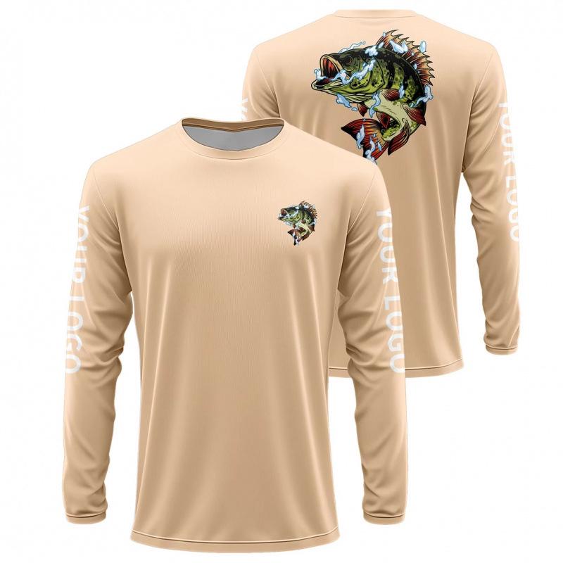 Men's Quick-Dry UV Protection Long Sleeve Fishing Shirt with Breathable Logo Pattern