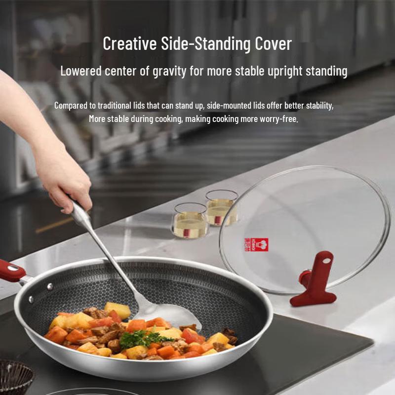 KBH 304 Stainless Steel Non-Stick Honeycomb Stir-Fry Wok