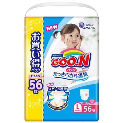 Daio Paper Goon Freshly L 56 Pieces E521647H Pants, Ventilated, Size, Girls,