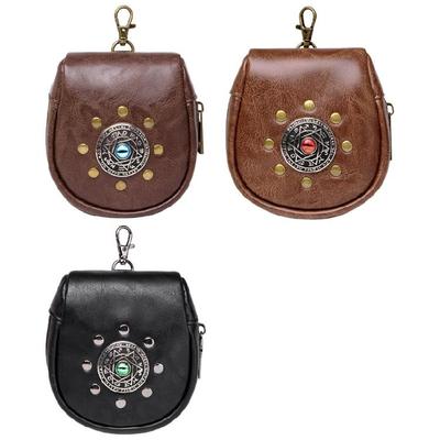 Portable Medieval Coin Bag PU Leather Belt Pouches Retro Waist Pack for Renaissance Halloween and Costume Parties