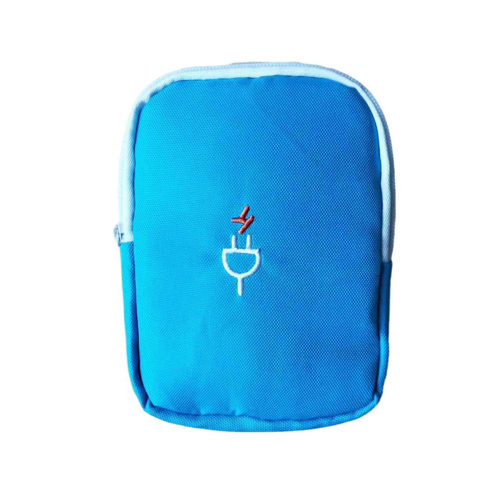 

Компактный органайзер для зарядных устройств и кабелей наушников. Удобная сумка для хранения для женщин и мужчин, подходит для различных случаев. синий