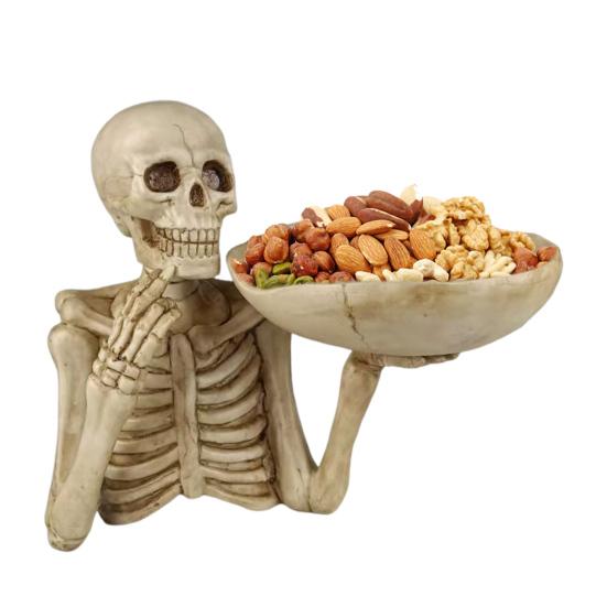 Halloween Skull Candy Bowl Scary Skeleton Key Fruit Snack Storage Tray Resin Punk Skull Decor for Home Tabletop Party Bar
