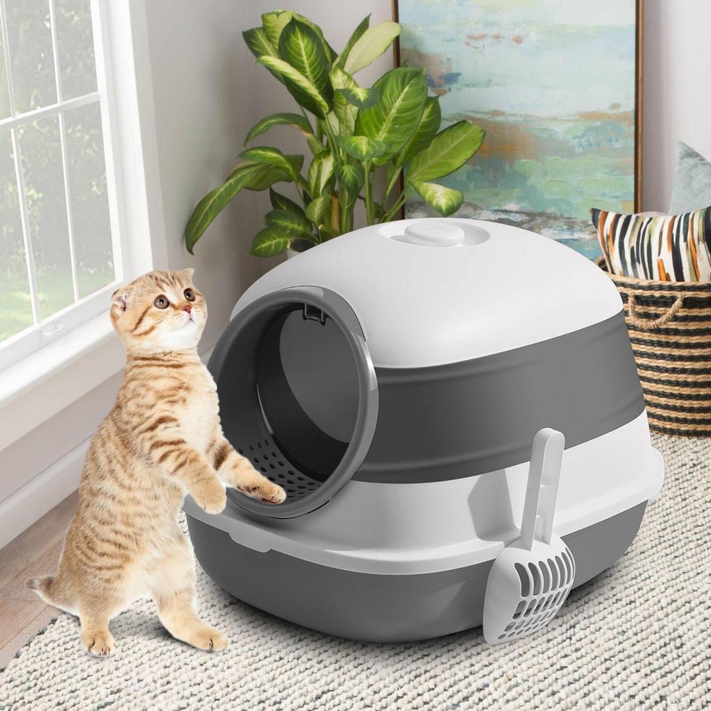 Cat Litter Box Enclosed Odor Control Folding Pet Toilet With Scoop And Lid High Sided Litter Box For Pets Indoor Home Corner