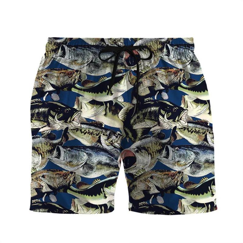 Vintage Fish Fishing Graphic Shorts For Men Kids Outdoor Sport Quick Drying Short Pants Summer Casual Daily Y2k Men Beach Shorts