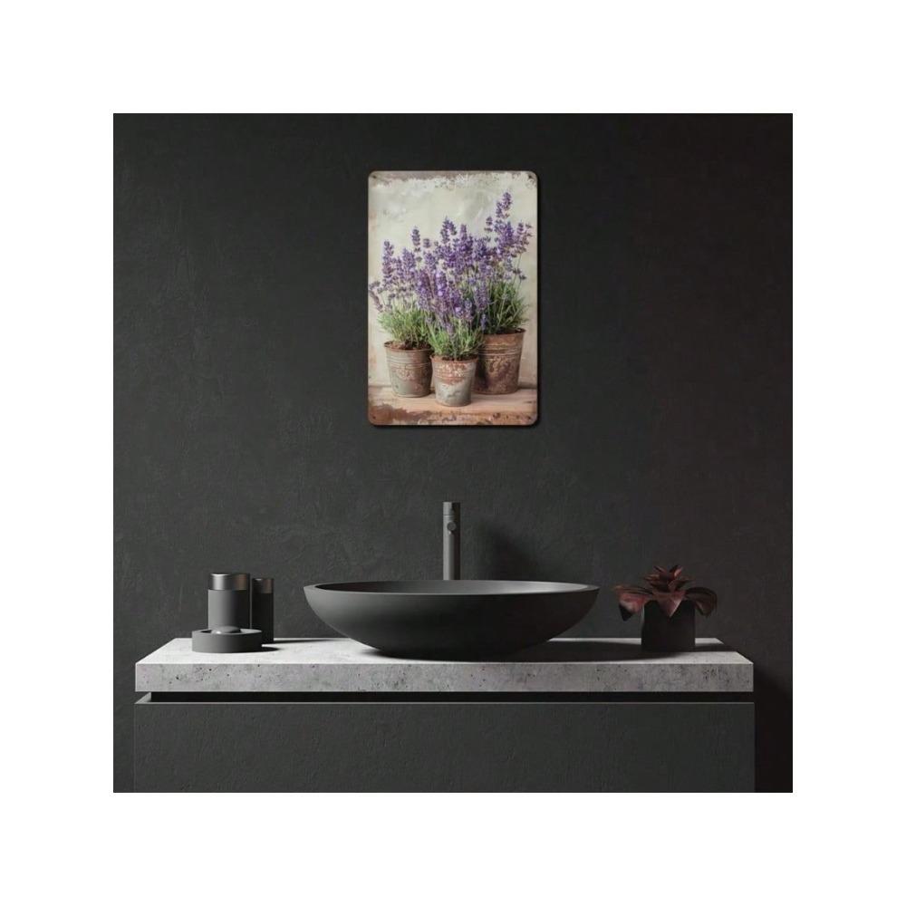 Vintage Lavender In Pot Metal Wall Art Retro Kitchen Decor