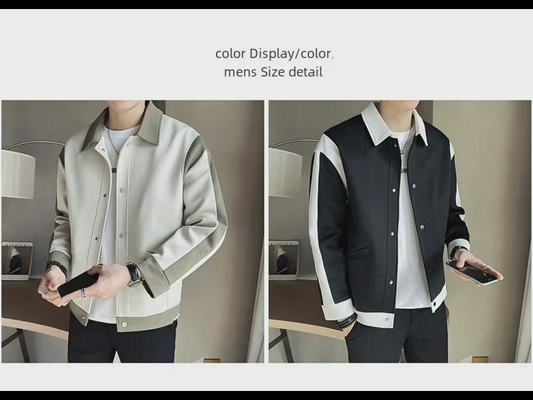 Men's 2023 Spring Korean Casual Trend Lapel Jacket - Stylish Color Block Fashion Top